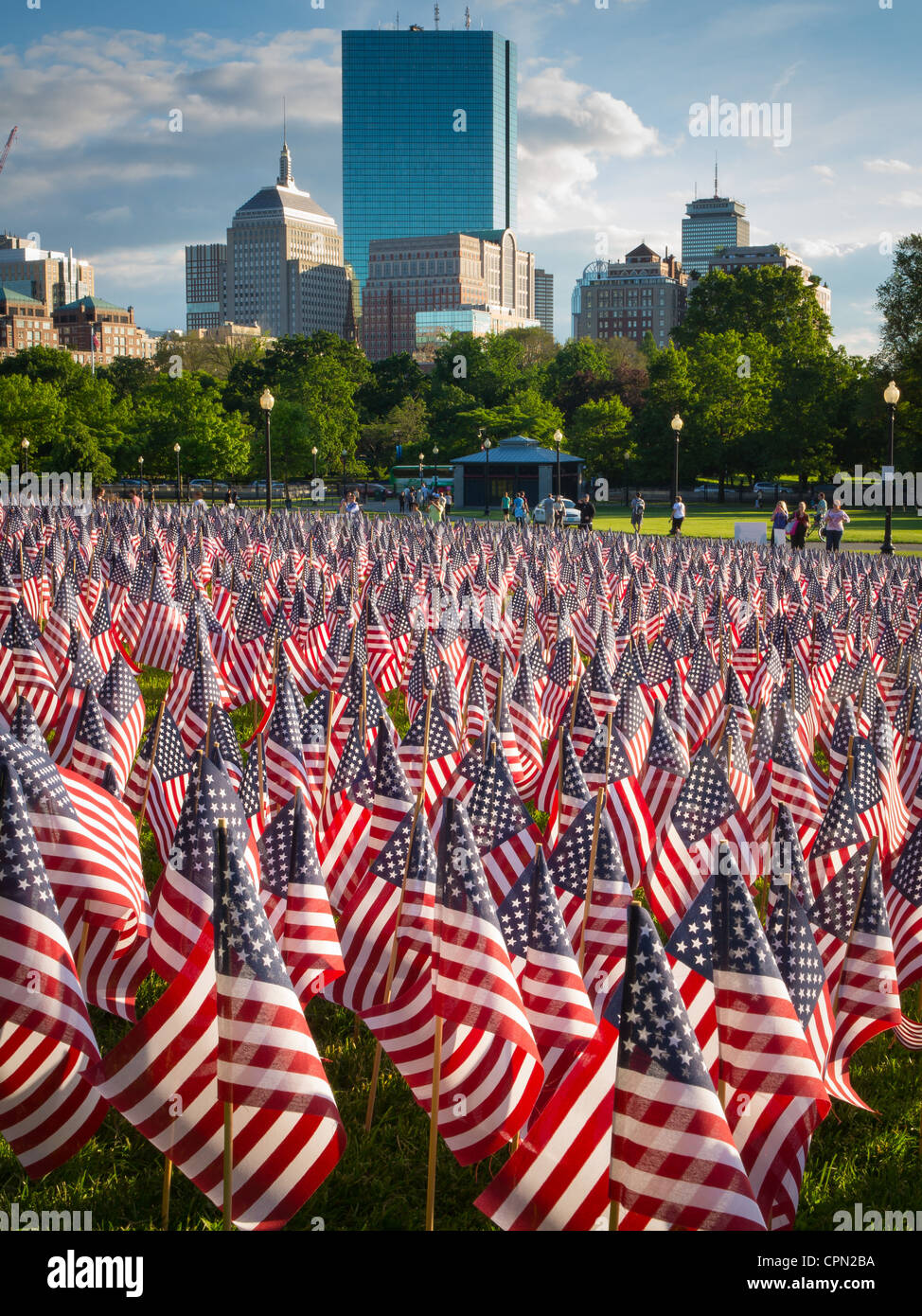 Le bandiere del Memorial Day a Boston Commons Foto Stock