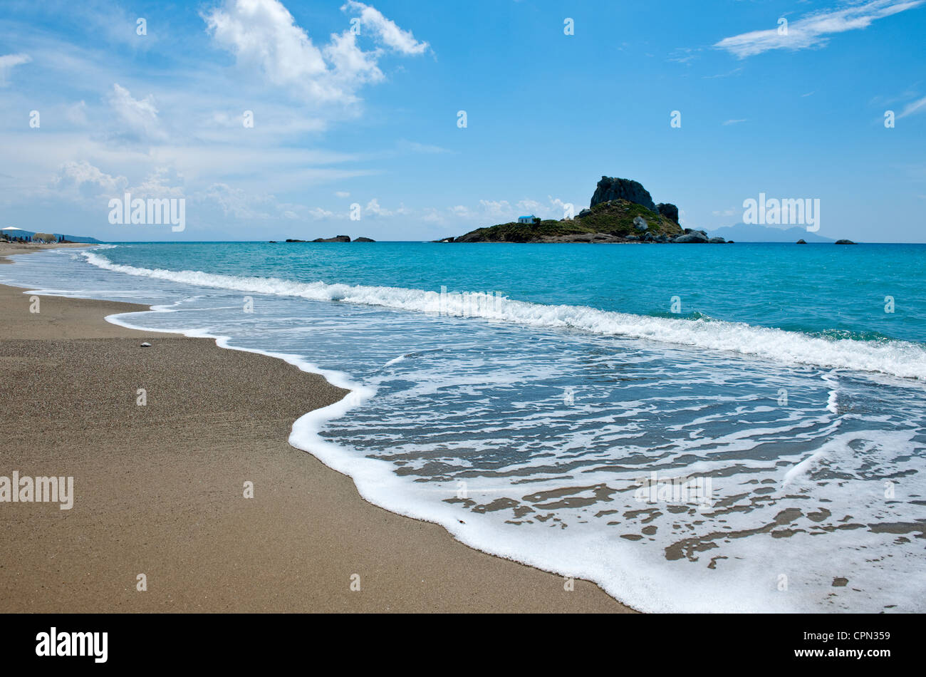 Europa Grecia DODECANNESO, Kos, Kefalos bay e il Kastri little island Foto Stock