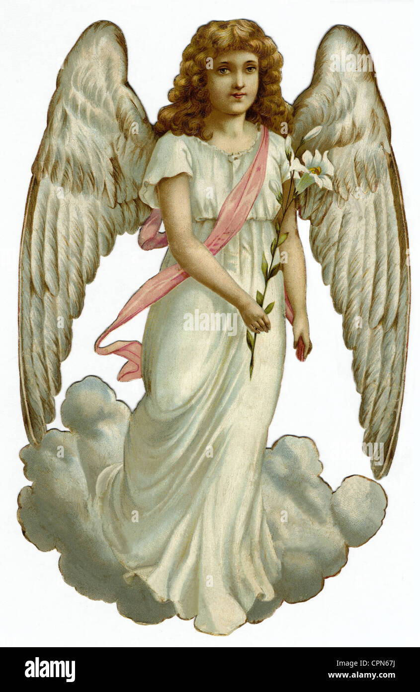 Kitsch, angelo, rottame-picture, litografia, Germania, circa 1898, diritti-aggiuntivi-clearences-non disponibile Foto Stock