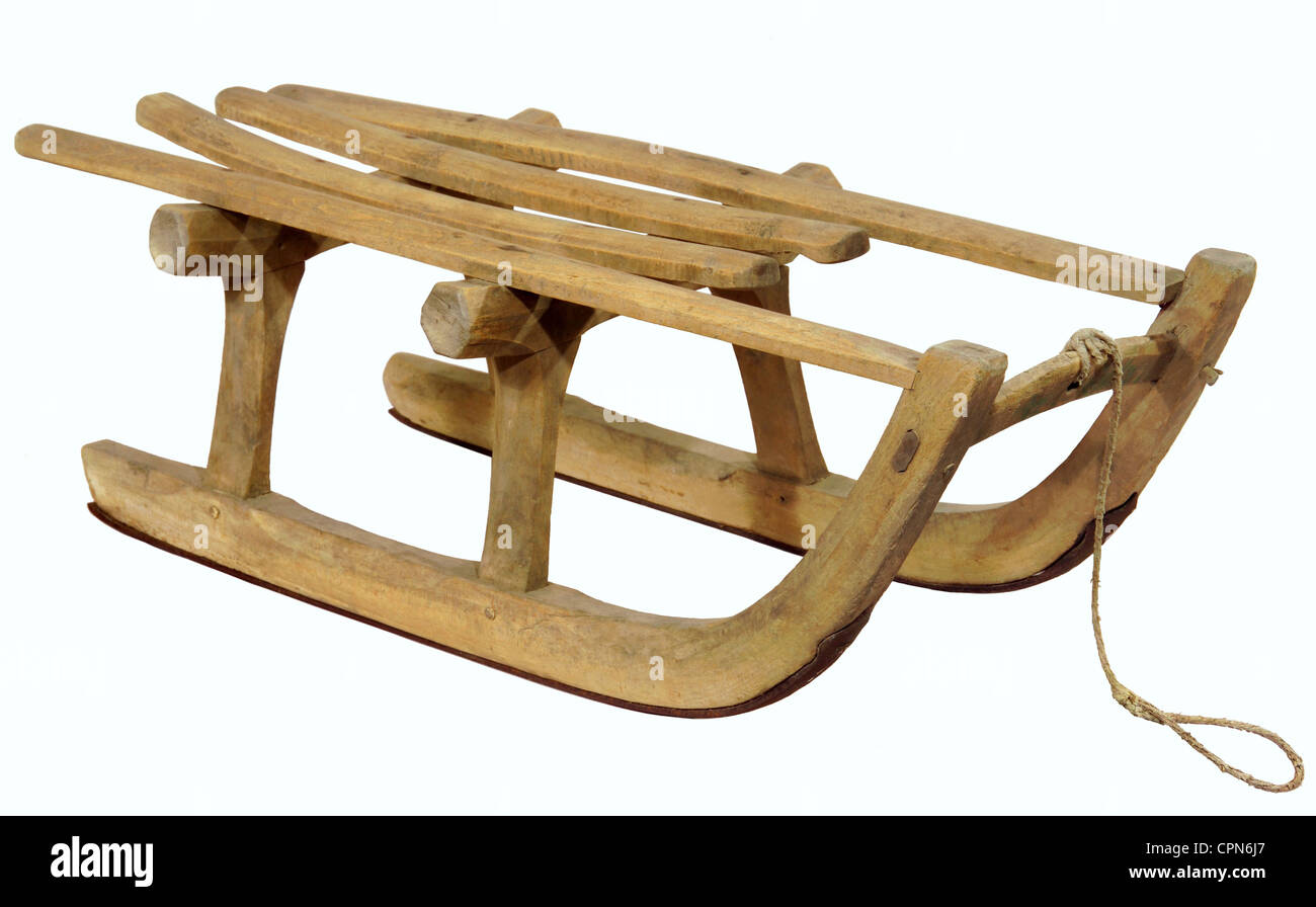 Tempo libero/hobby/sport, sport invernali, slitta in legno, Germania, Baviera, circa 1955, diritti-aggiuntivi-non-disponibili Foto Stock