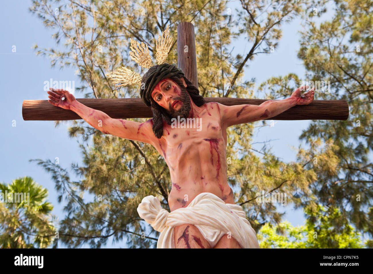 Pasqua tradizionale corteo cerimoniale con i Santi. Cebu City Cebu, Visayas nelle Filippine. Foto Stock