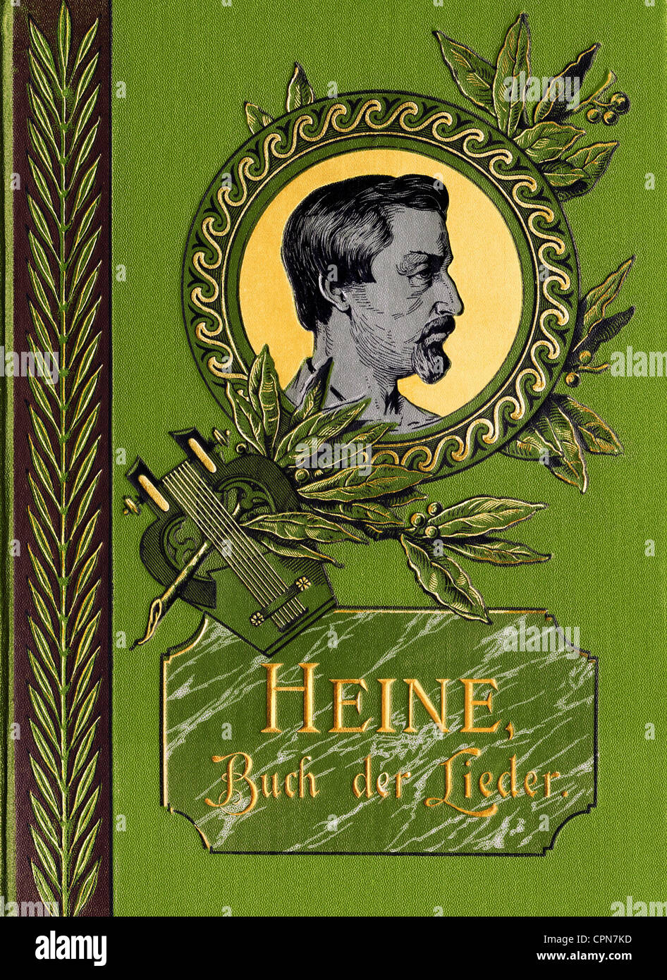 Heine, Heinrich, 13.12.1797 - 17.2.1856, autore/scrittore tedesco, ritratto, copertina del libro, libro delle ballate, originale pubblicato nel 1827, Germania, circa 1911, Foto Stock