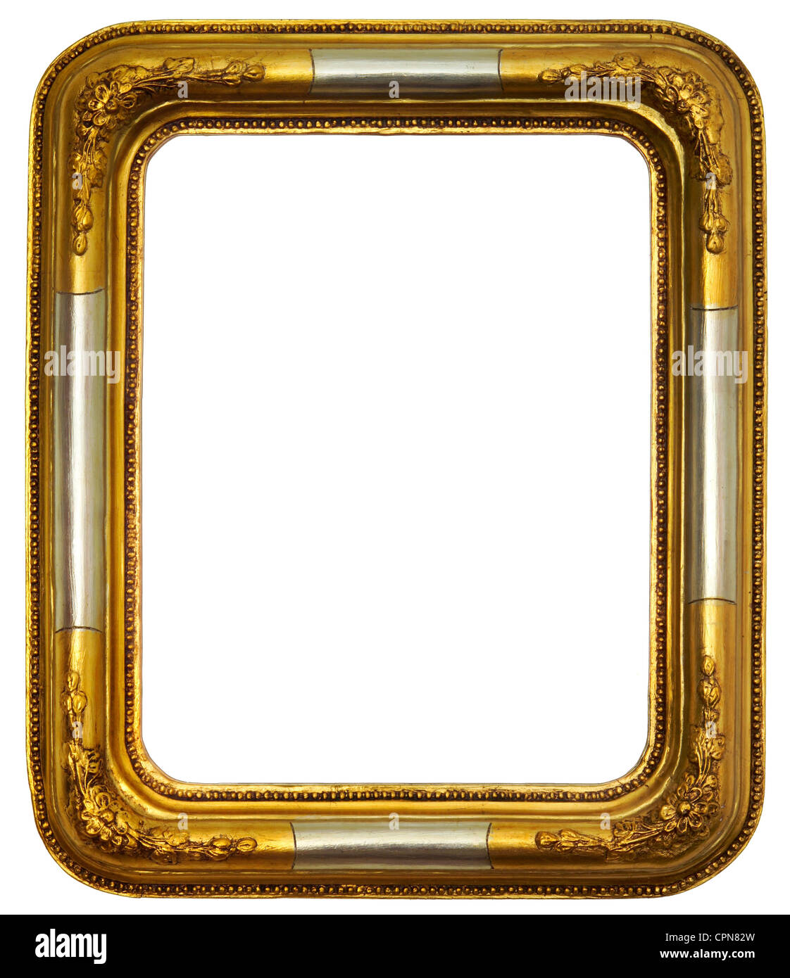 Belle arti, picture frame, golden picture frame, Biedermeier, Germania, nel 1860 circa, telaio Biedermeier, telaio in legno, vuoto, golden Foto Stock