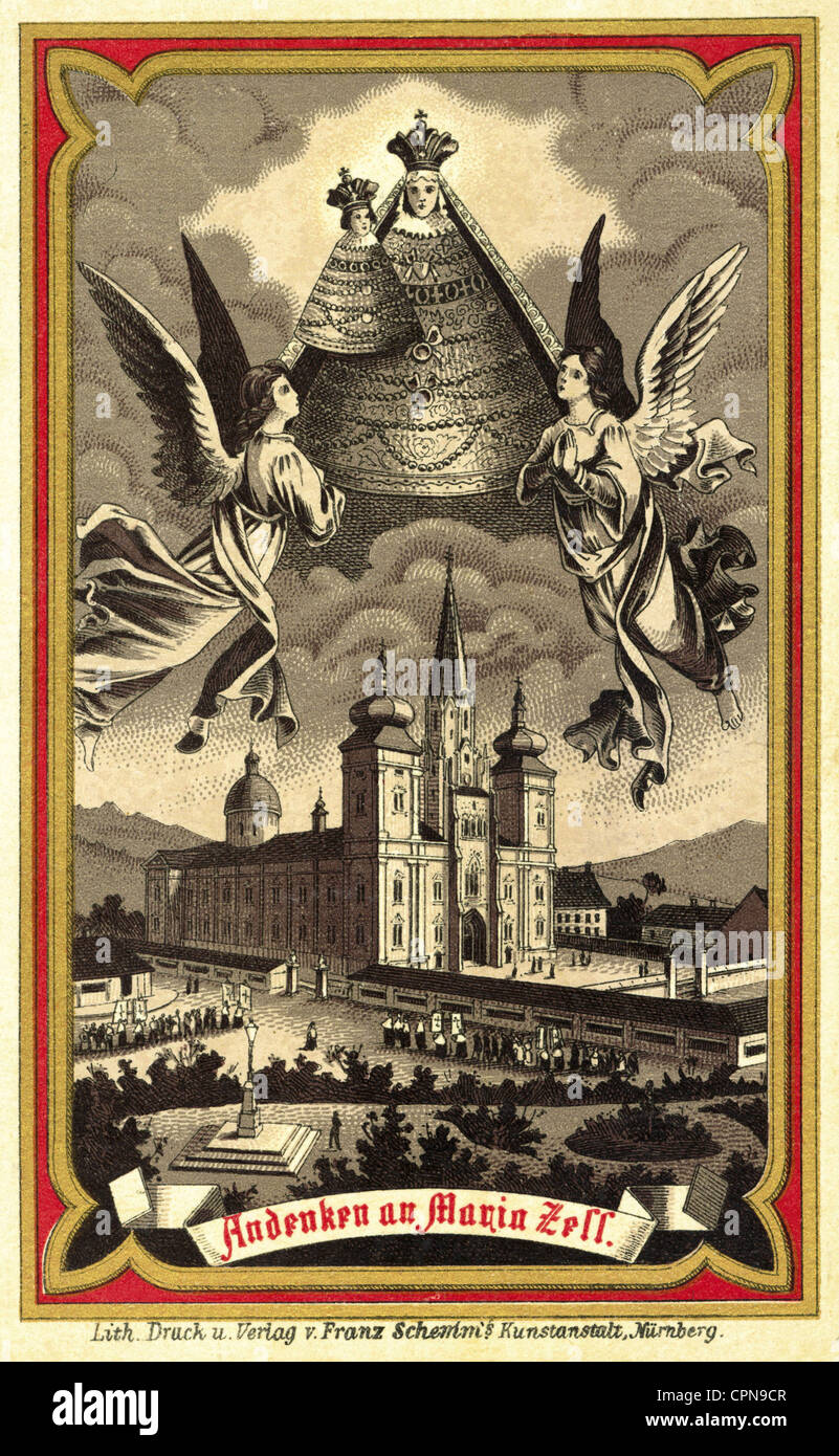 Geografia / viaggio, Austria, Maria Zell, immagine devozionale per libro di preghiera, altezza originale di circa 10 centimetri, circa 1895, diritti aggiuntivi-clearences-non disponibile Foto Stock