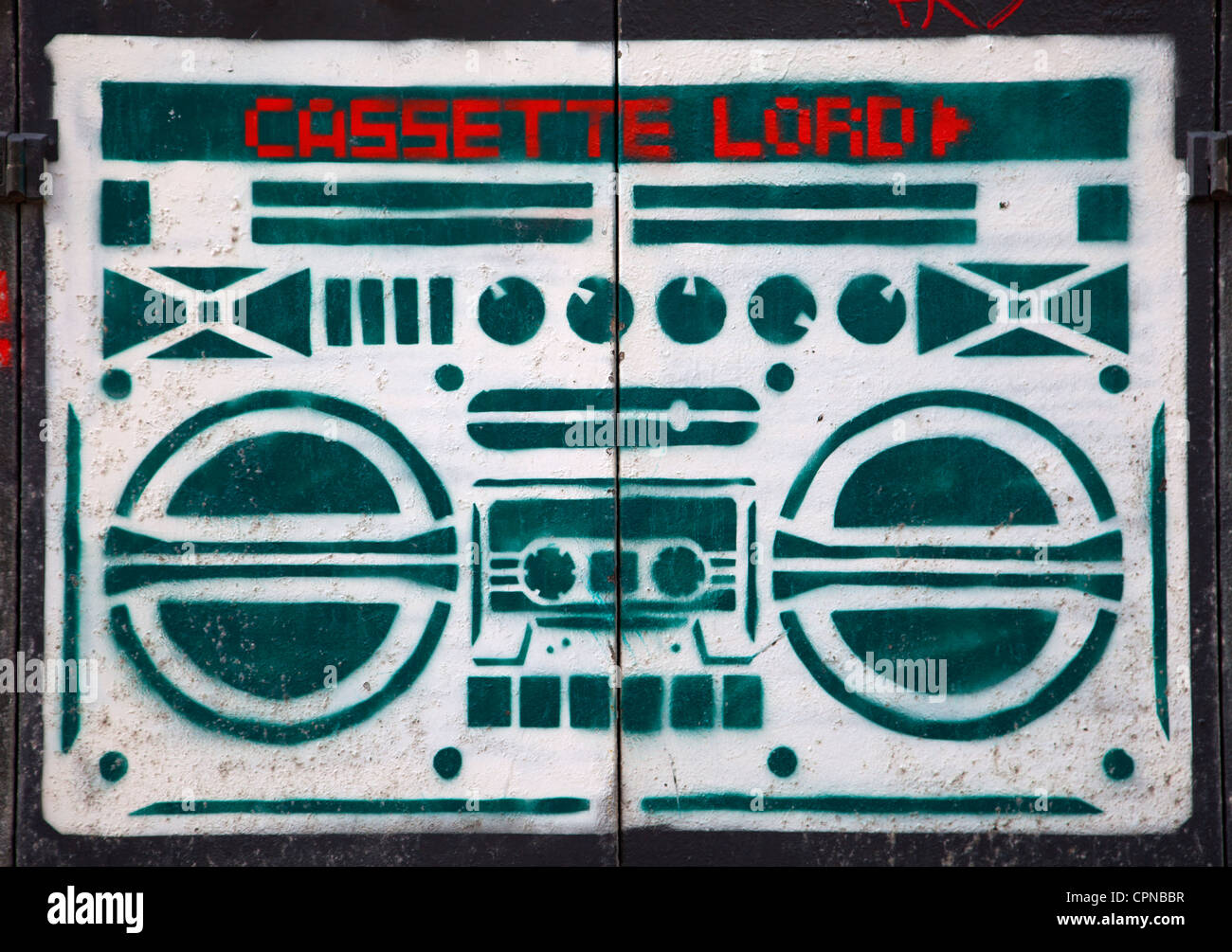 Signore cassetta di Arte Urbana in Brighton - REGNO UNITO Foto Stock