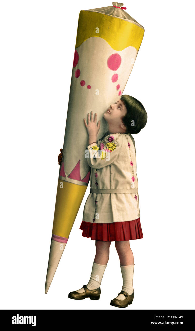 Pedagogia, scuola, scolastica con schultuete, Germania, circa 1927, diritti aggiuntivi-clearences-non disponibile Foto Stock