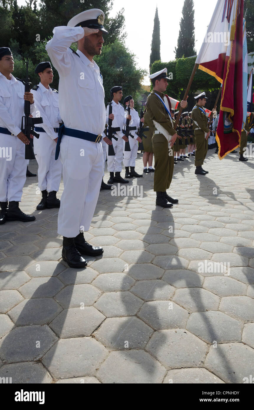 Militari di guardia d'onore la prova al presidente composto. Gerusalemme. Israele. Foto Stock