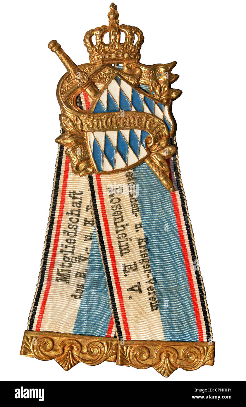Decorazioni, spilla d'onore, club veterano Rosenheim, società registrata, badge, Germania, circa 1903, diritti aggiuntivi-clearences-non disponibile Foto Stock