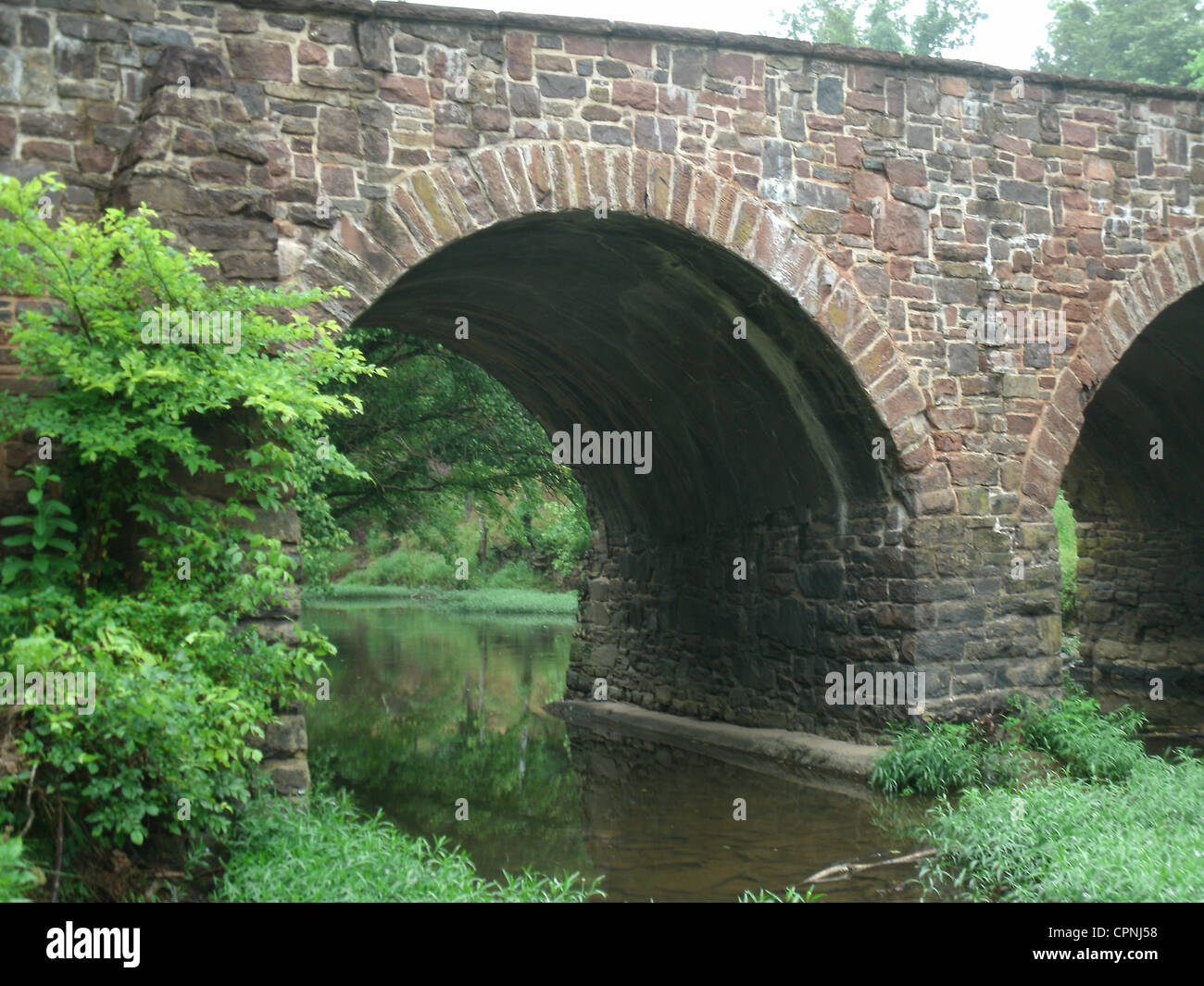 Storico ponte di replica a Manassas, VA Foto Stock