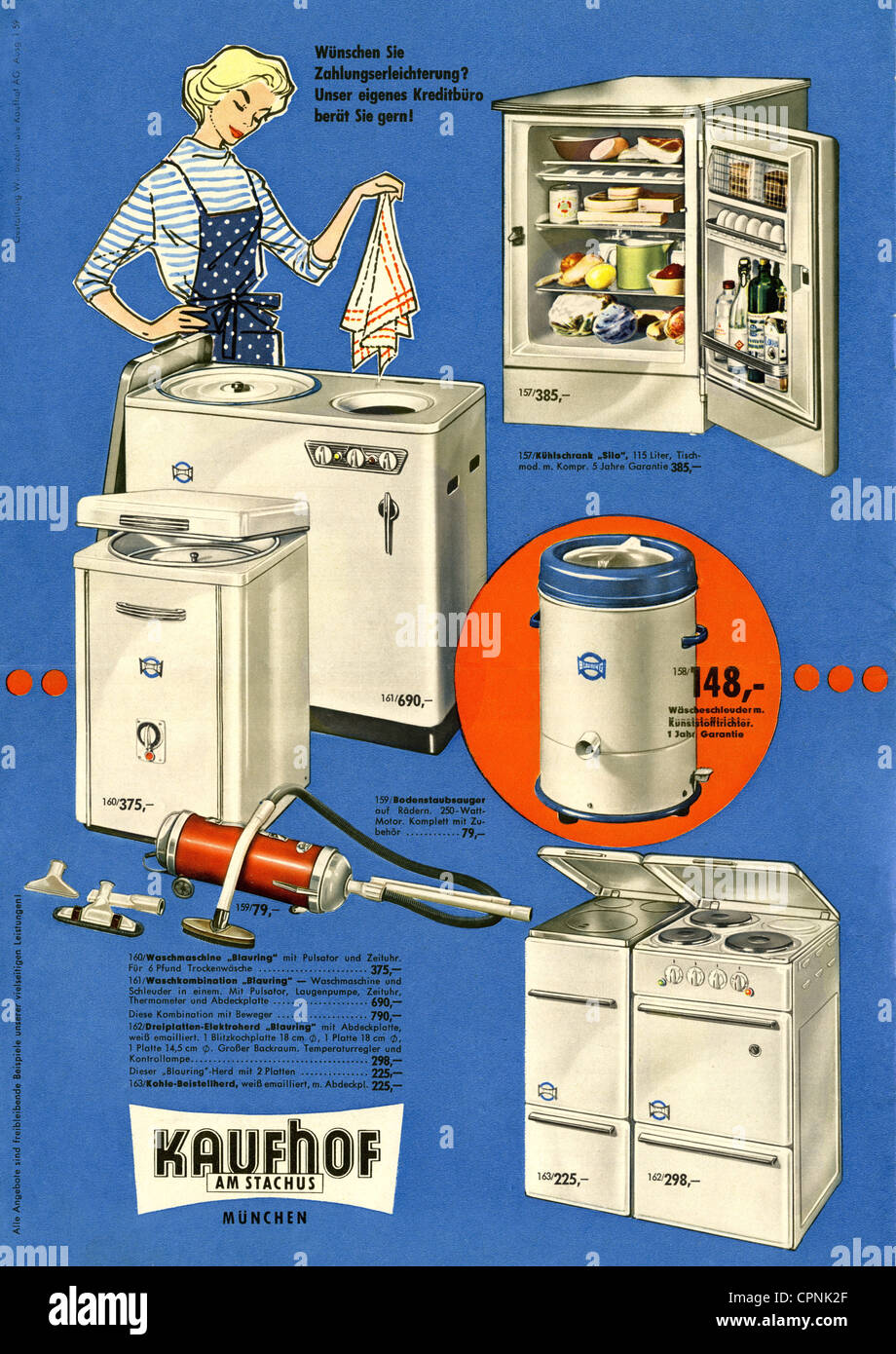 Pubblicità, articoli per la casa, posta circolare, Kaufhof am Stachus, Monaco, Germania, 1959, diritti-aggiuntivi-clearences-non disponibile Foto Stock