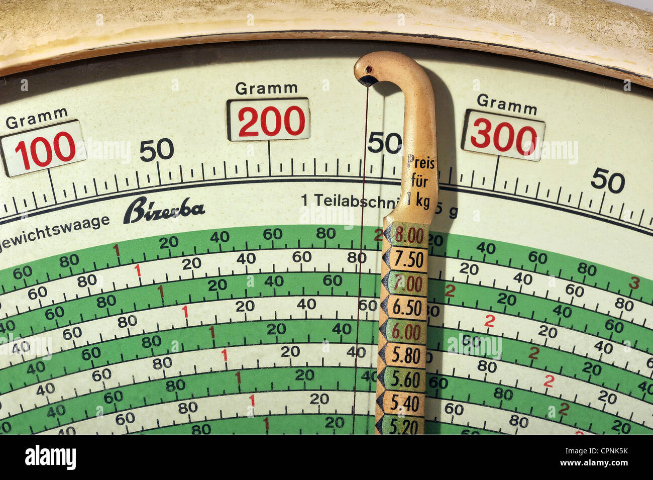 Misure, Bizerba, bilance di precisione, dettaglio: Dial, Germania, circa 1951, diritti aggiuntivi-clearences-non disponibile Foto Stock
