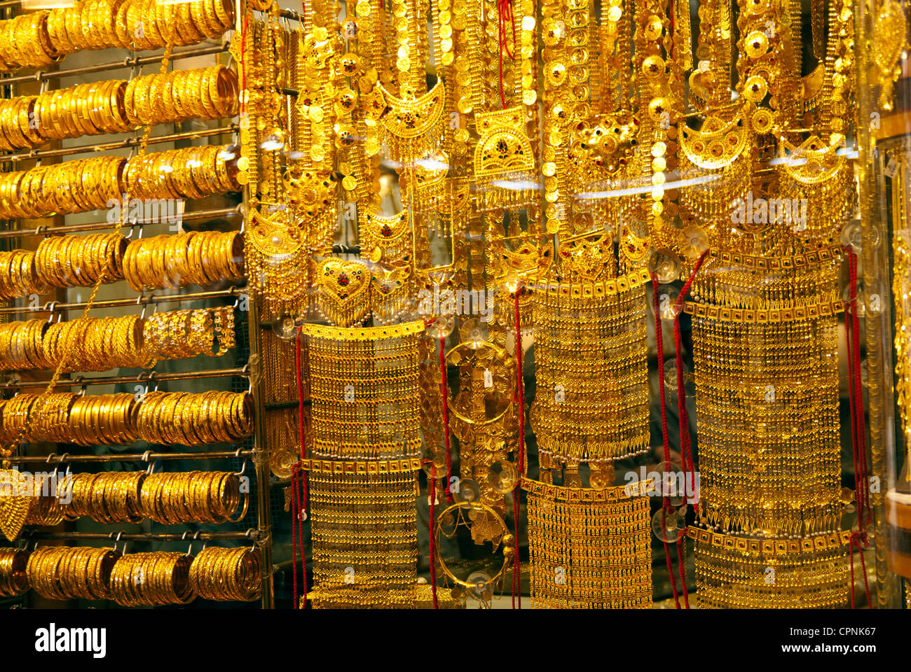 Oro visualizzati in dubai gold souq Foto Stock