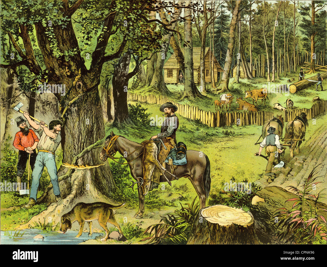 Geografia / viaggio, USA, colonizzazione, insediamento tedesco in America, principalmente in Pennsylvania, immagine della serie oggetto-lezione per bambini, Germania, circa 1885, Additional-Rights-Clearences-non disponibile Foto Stock