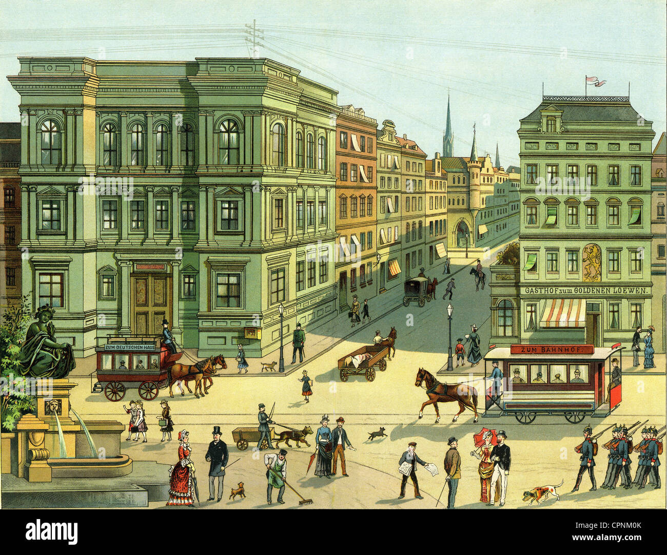 Trasporti / trasporto, strada, traffico cittadino con tram a cavallo, Germania, 1885, diritti aggiuntivi-clearences-non disponibile Foto Stock