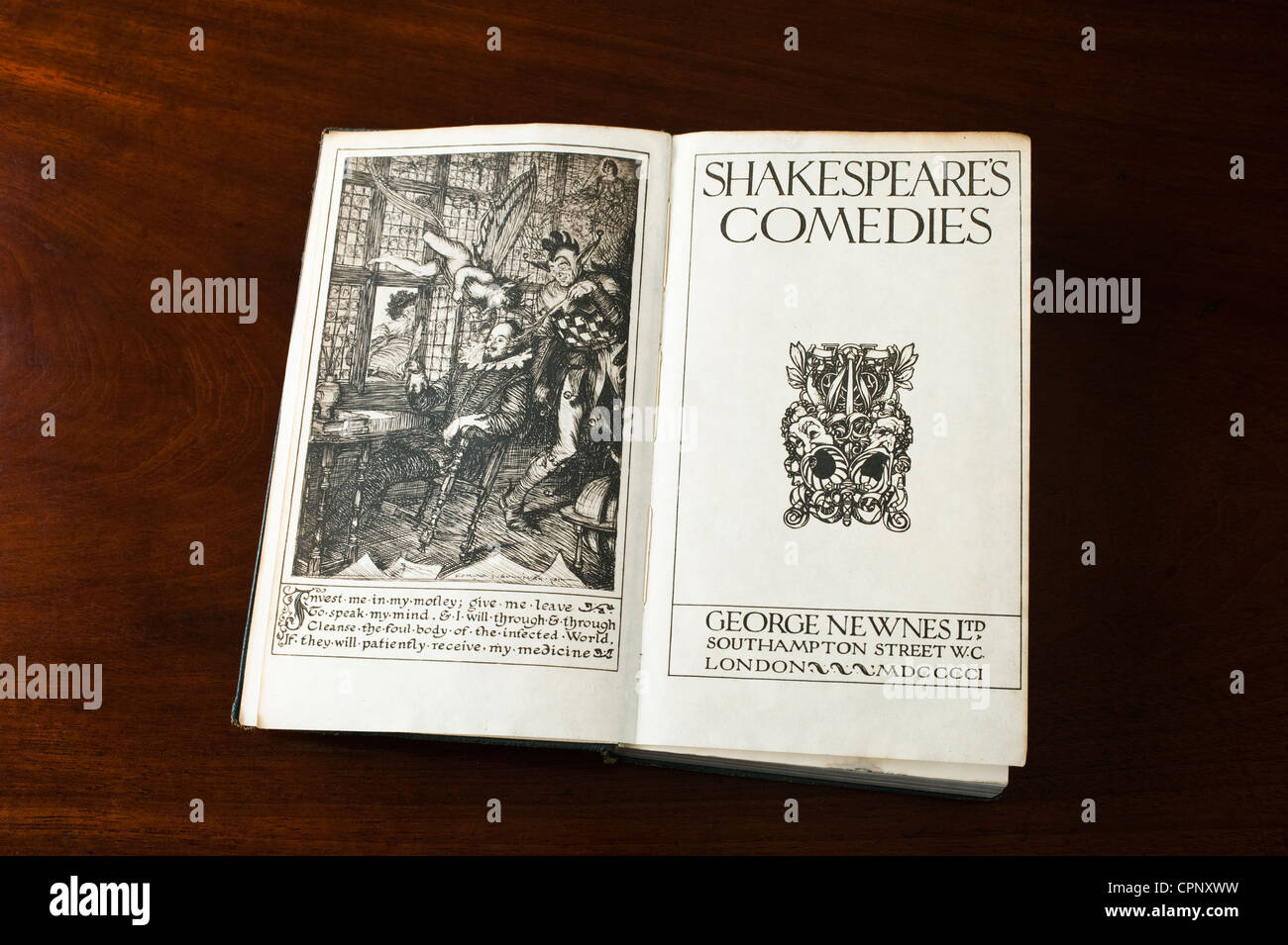 Il frontespizio di un inizio del XX secolo la pubblicazione di Shakespeare Commedie Foto Stock