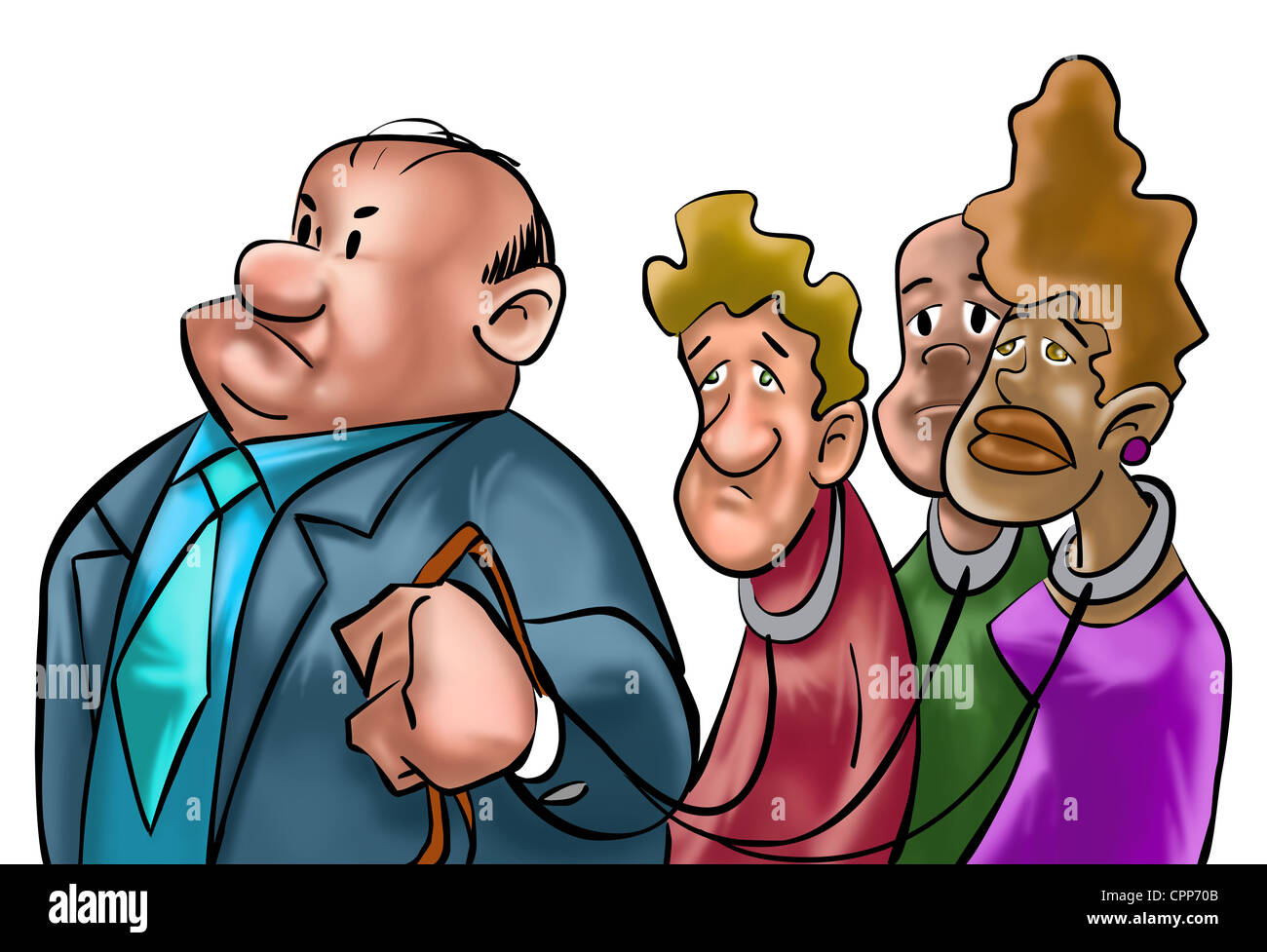 Executive uomo con persone che guardano come schiavi Foto Stock
