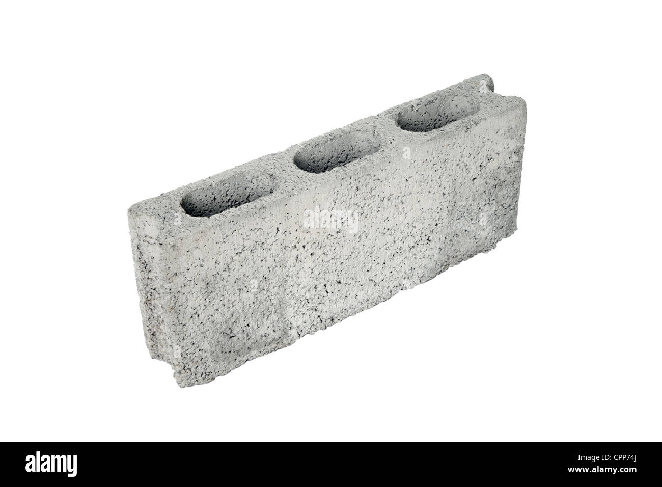 Blocco in calcestruzzo isolato su bianco Foto Stock