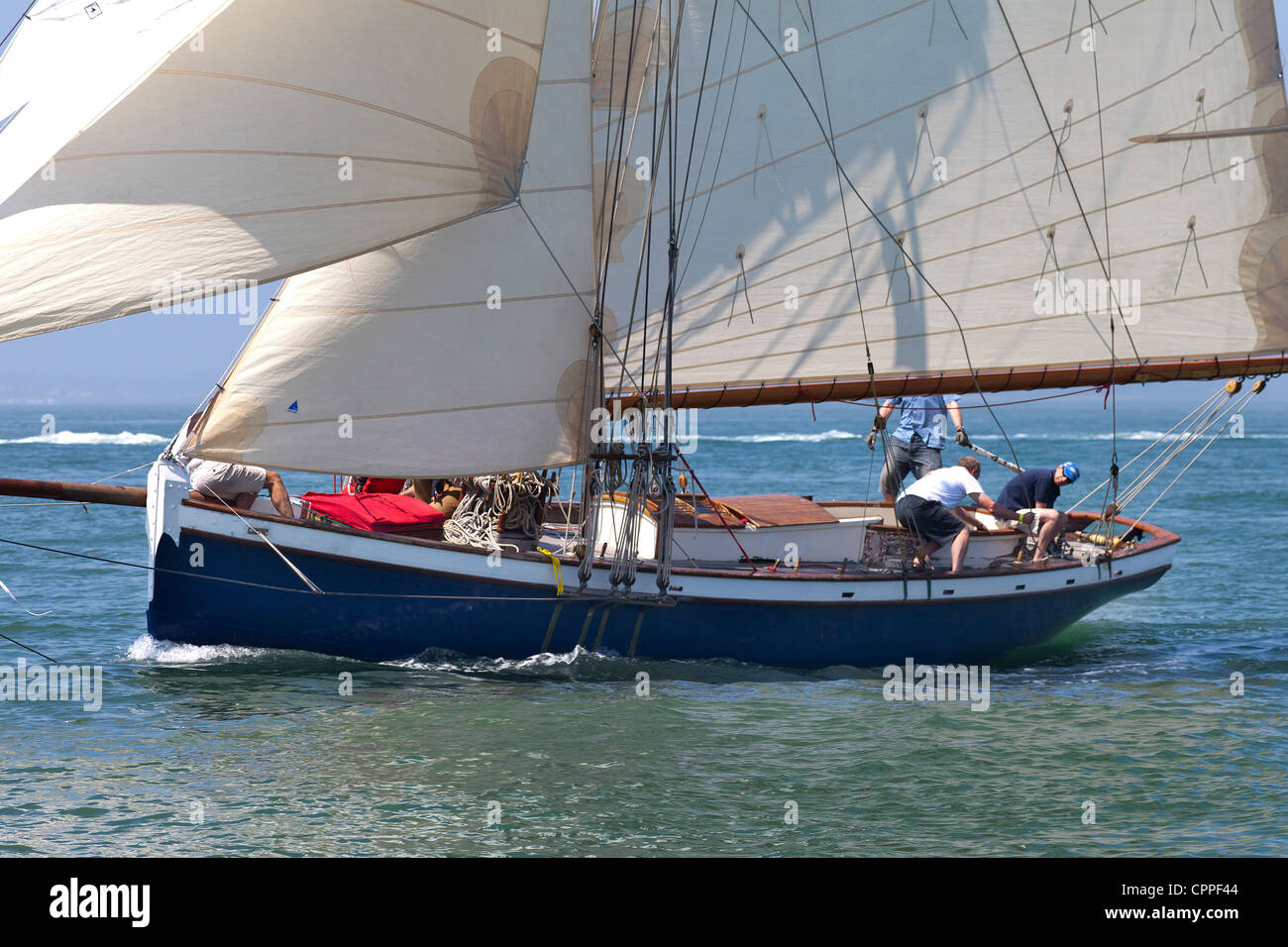 Il vecchio adesivo telato conciate vela vela in Yarmouth Festival Giubileo nostalgiche celebrazioni Foto Stock