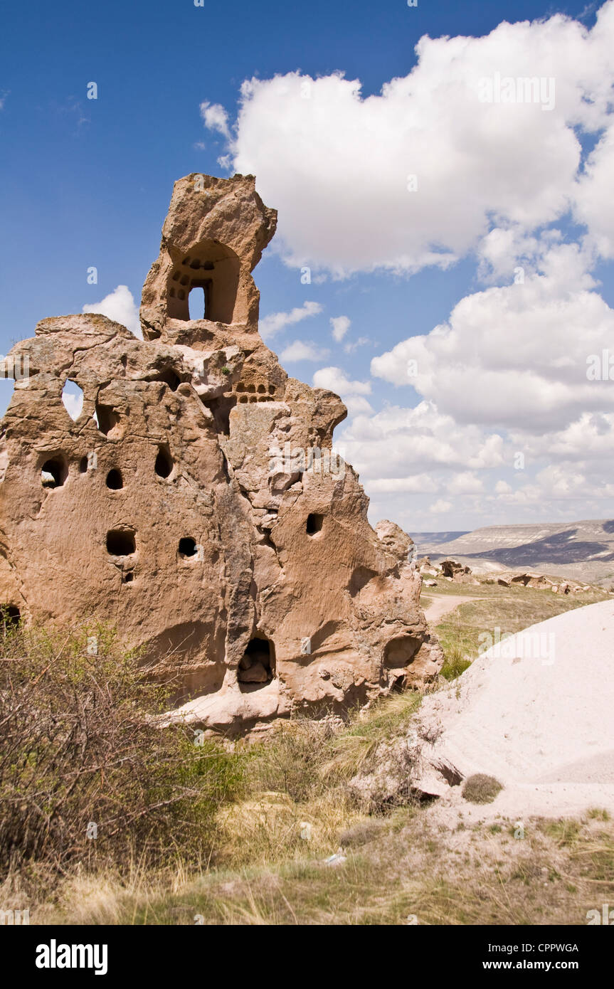 Grotta case di montagna di Golgoli vicino al villaggio di Mustafapasa - Cappadocia, Turchia Foto Stock