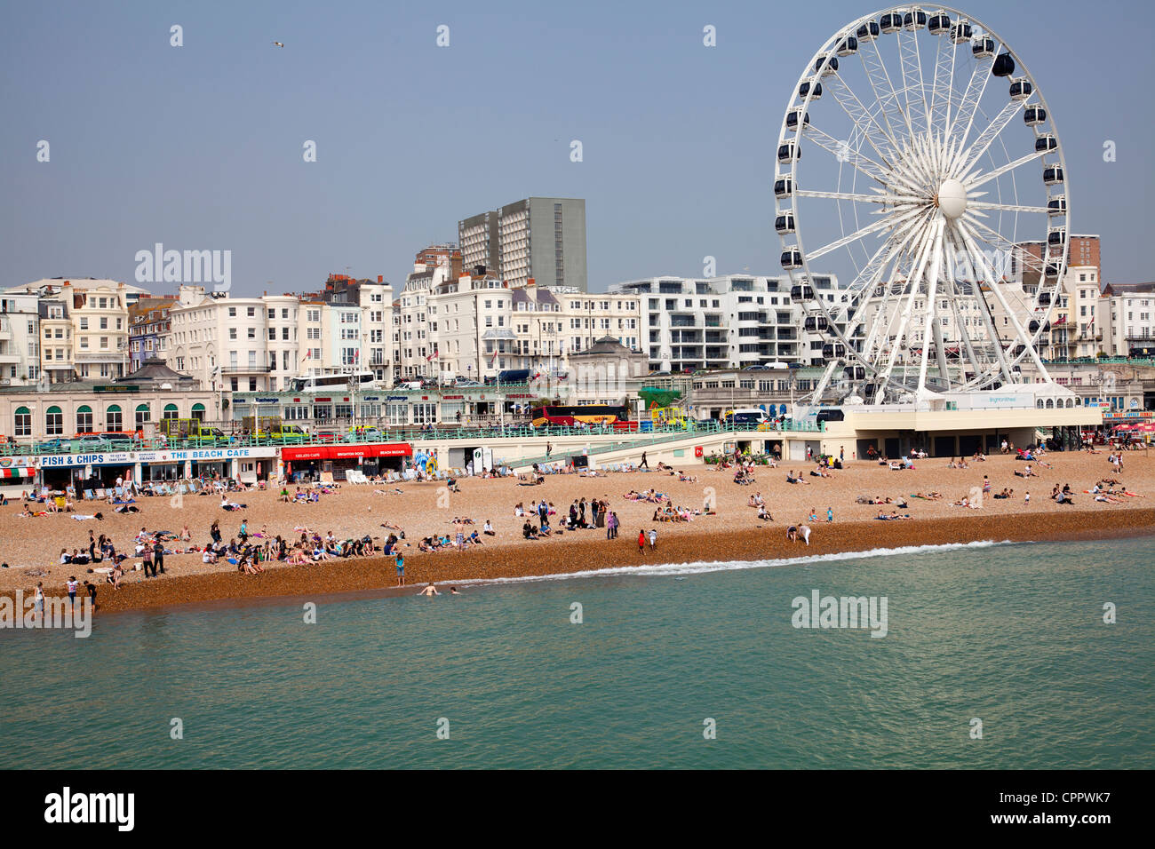 Brighton con grande ruota sulla spiaggia in East Sussex - UK Foto Stock