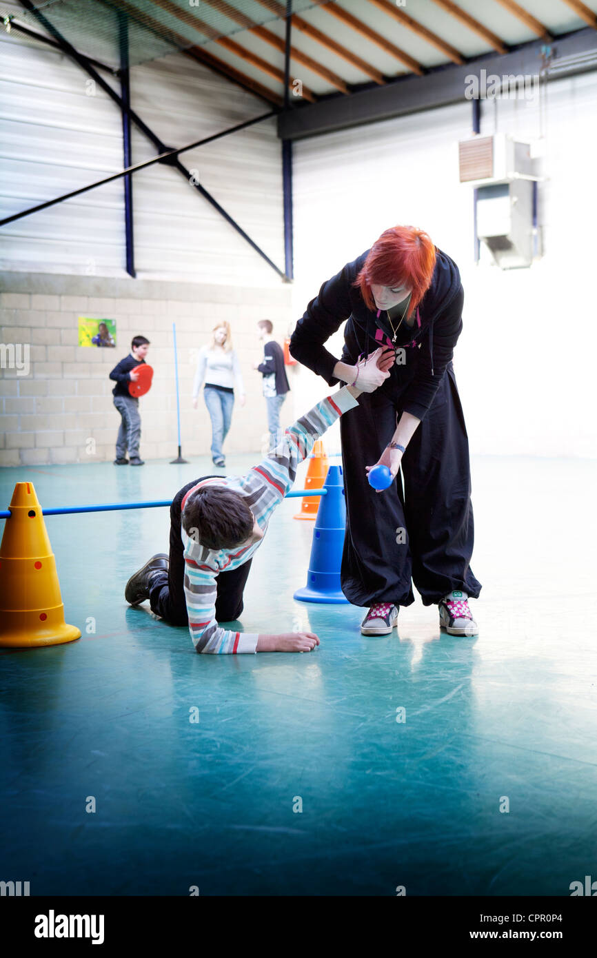 BAMBINO AUTISTICO Foto Stock