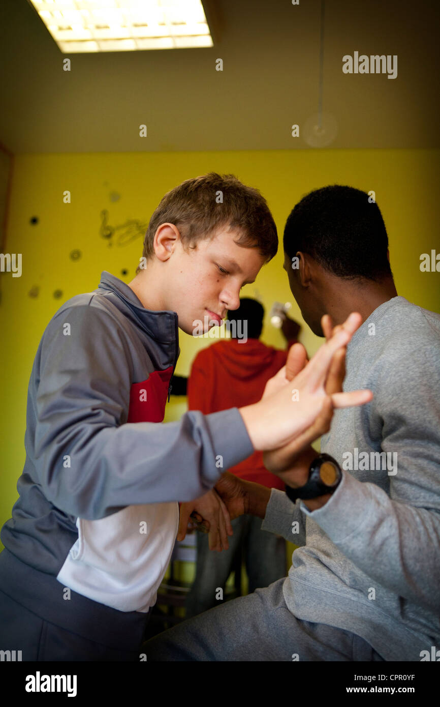 BAMBINO AUTISTICO Foto Stock