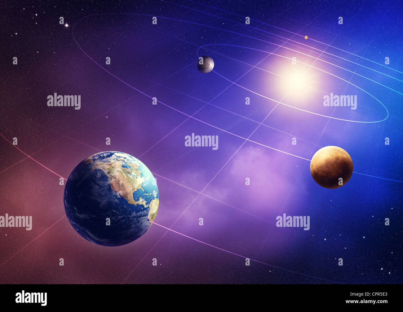 Quattro interna del sistema solare pianeti (elementi di questa immagine fornita dalla NASA- earthmap http://visibleearth.nasa.gov) Foto Stock