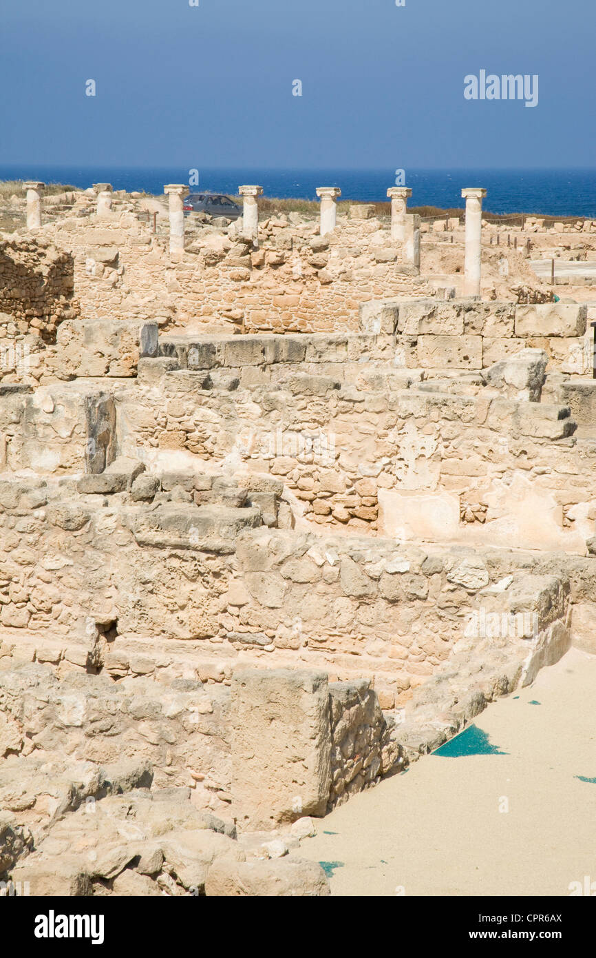 Parte della storica rovine romane nel parco archeologico, Paphos, Cipro. Foto Stock