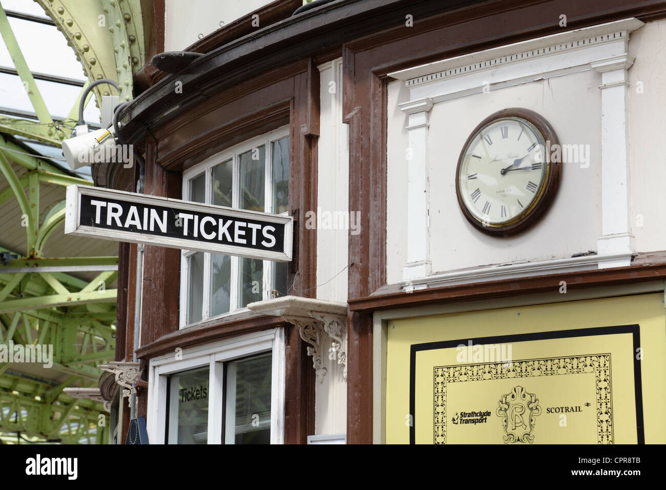 Biglietteria della stazione ferroviaria di Wemyss Bay, Wemyss Bay, Inverclyde, Scozia, Regno Unito Foto Stock