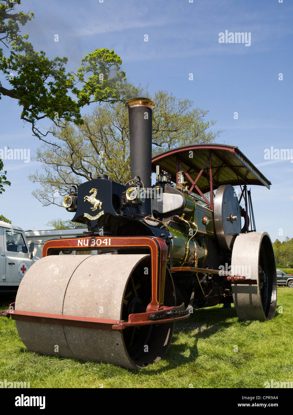 1920 Aveling & Porter 8 Ton rullo vapore  veicoli vintage sul display a scheggiature a vapore e Country Fair, Preston, Lancashir Foto Stock