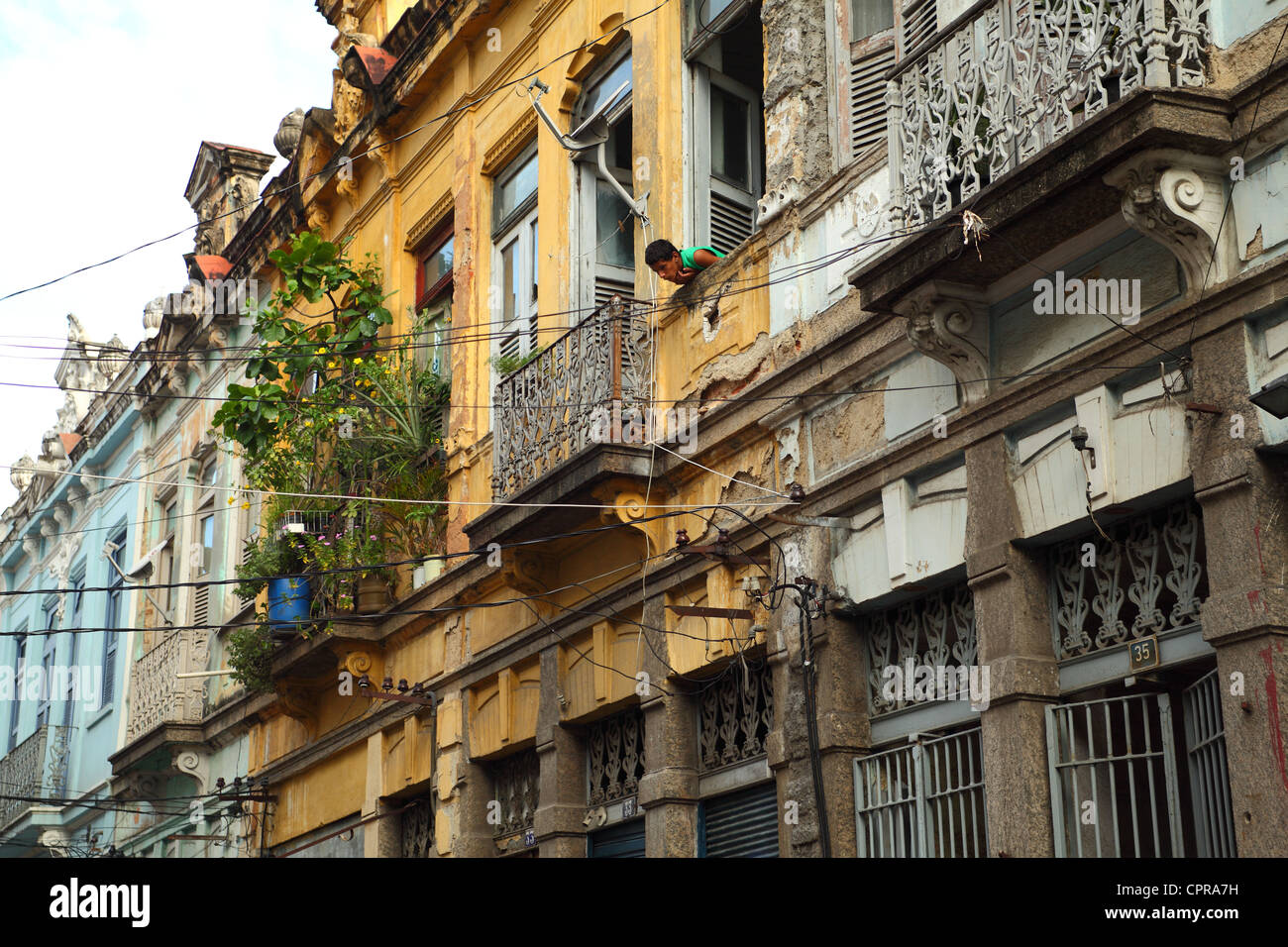 Coloniale portoghese facciata architettura di Rio de Janeiro, Brasile Foto Stock