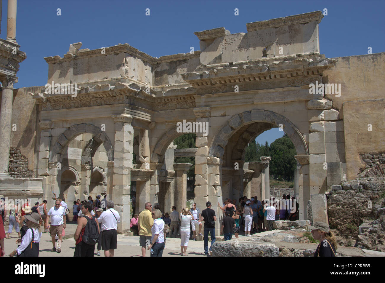 Efeso: tripla arcata all'Agora costruita da schiavi liberati Foto Stock