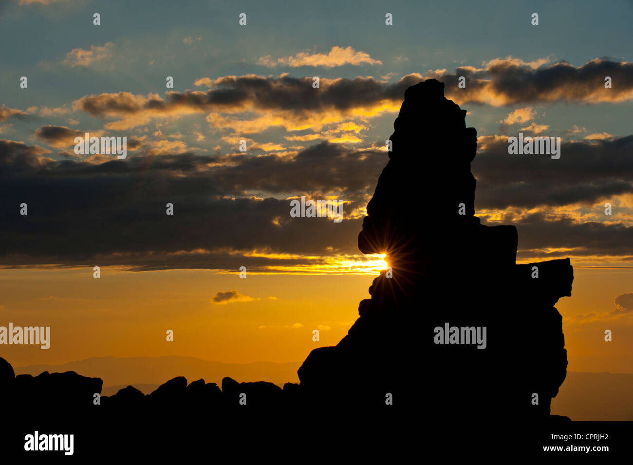 Tramonto sulla Stiperstones hills, Shropshire, Inghilterra Foto Stock
