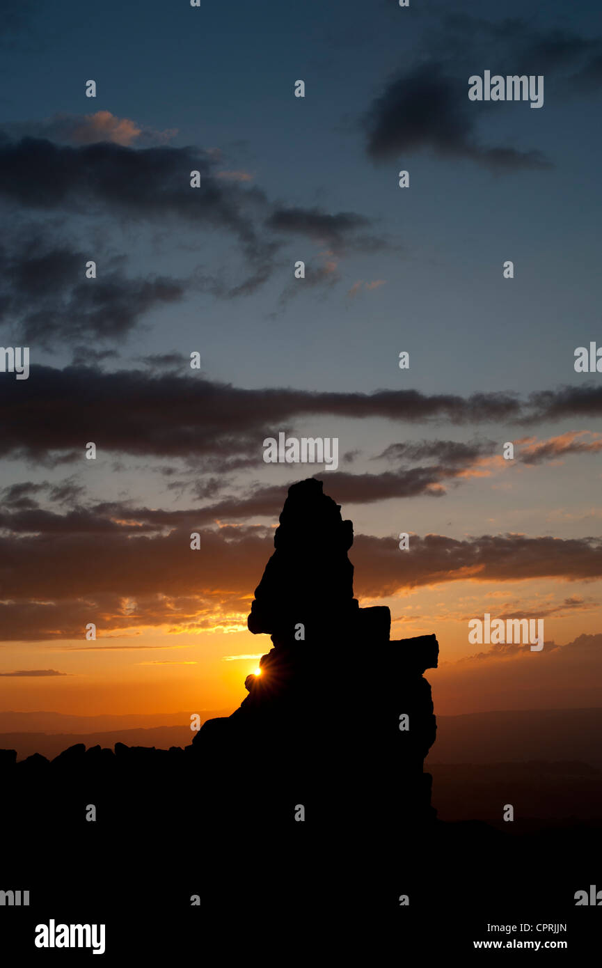 Tramonto sulla Stiperstones hills, Shropshire, Inghilterra Foto Stock