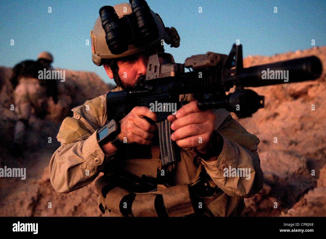 US Navy SEALs durante il Desert Combat training Foto Stock