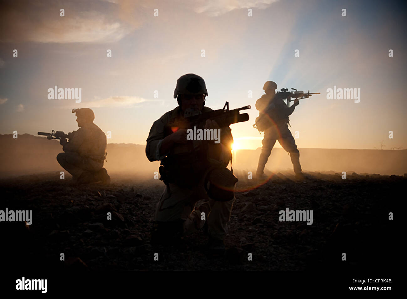 US Navy SEALs durante il Desert Combat training Foto Stock