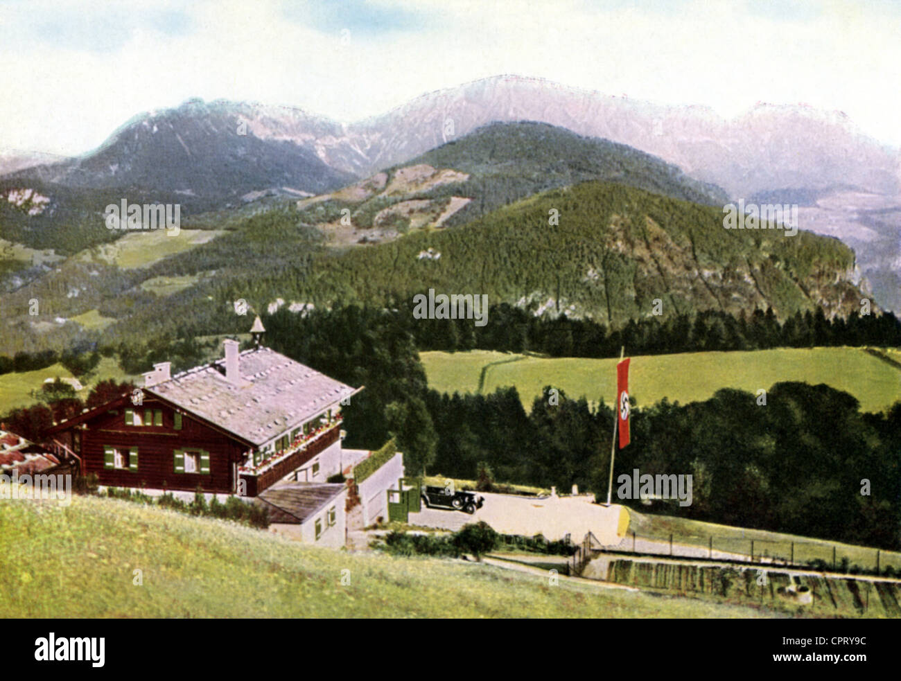Hitler, Adolf, 20.4.1889 - 30.4.1945, politico tedesco (NSDAP), la sua casa Berghof a Obersalzberg, view, 1935, Foto Stock