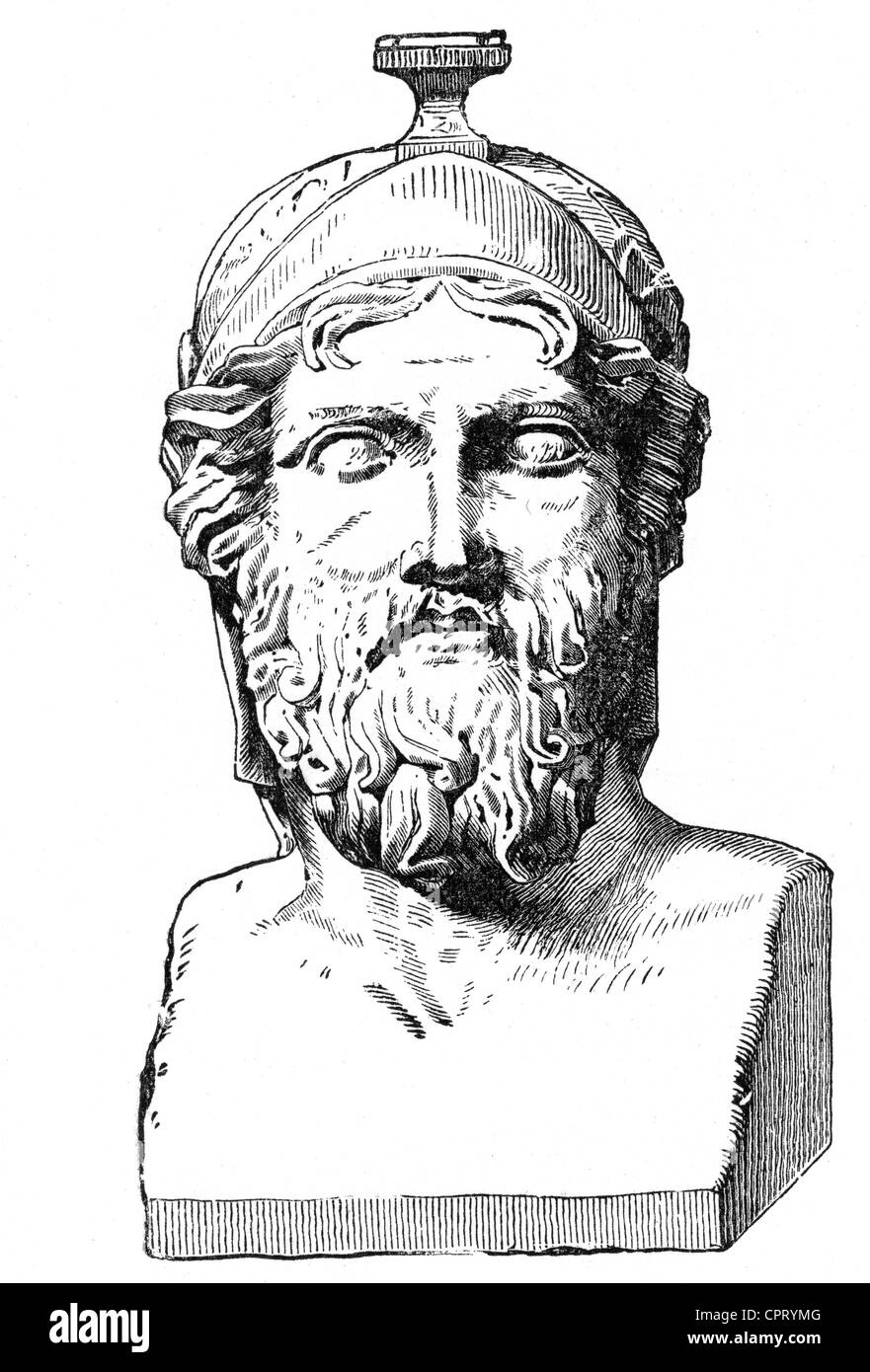 Miltiades, statista e comandante di Atene, victor vicino alla maratona 490 AC contro il persiano, ritratto, busto, 19th secolo, Foto Stock