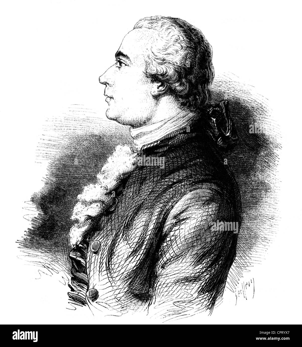 Moreau, Jean Michel, 26.3.1741 - 30.11.1814, artista francese (artista grafico, pittore), ritratto, incisione in legno, 19th secolo, Foto Stock