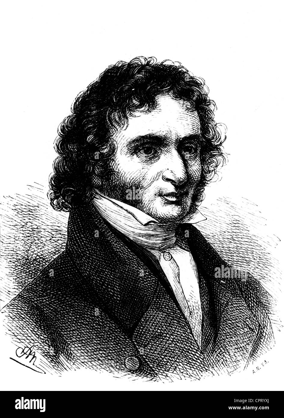 Paganini, Niccolo, 27.10.1782 - 27.5.1840, musicista italiano (violinista), ritratto, incisione in legno di Adolf Neumann (1825 - 1884), 19th secolo, Foto Stock