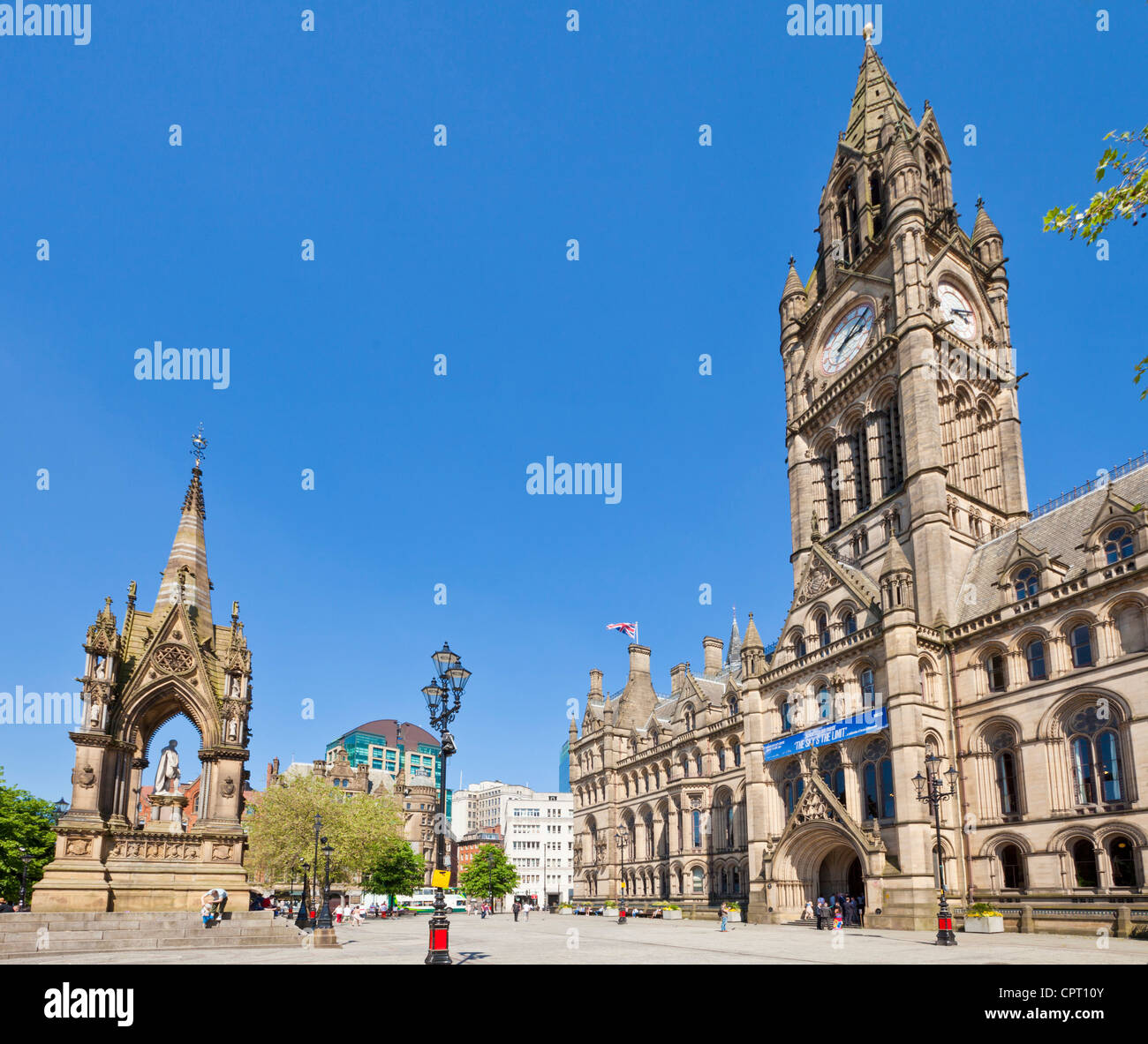 Manchester town hall e Albert Square il centro città di Manchester Greater Manchester Inghilterra UK GB EU Europe Foto Stock