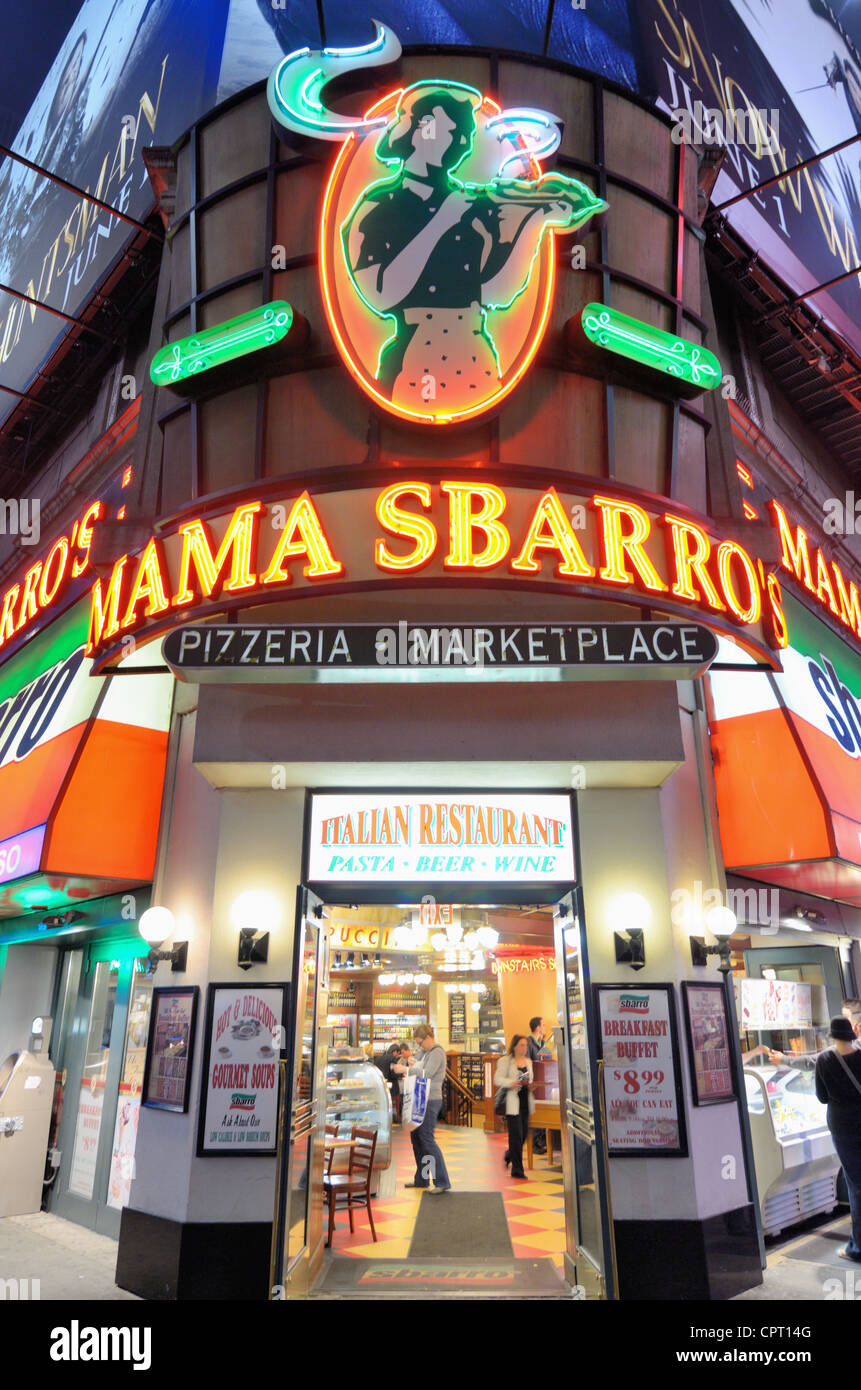 Mama Sbarro in Times Square a New York City, Stati Uniti d'America. Foto Stock