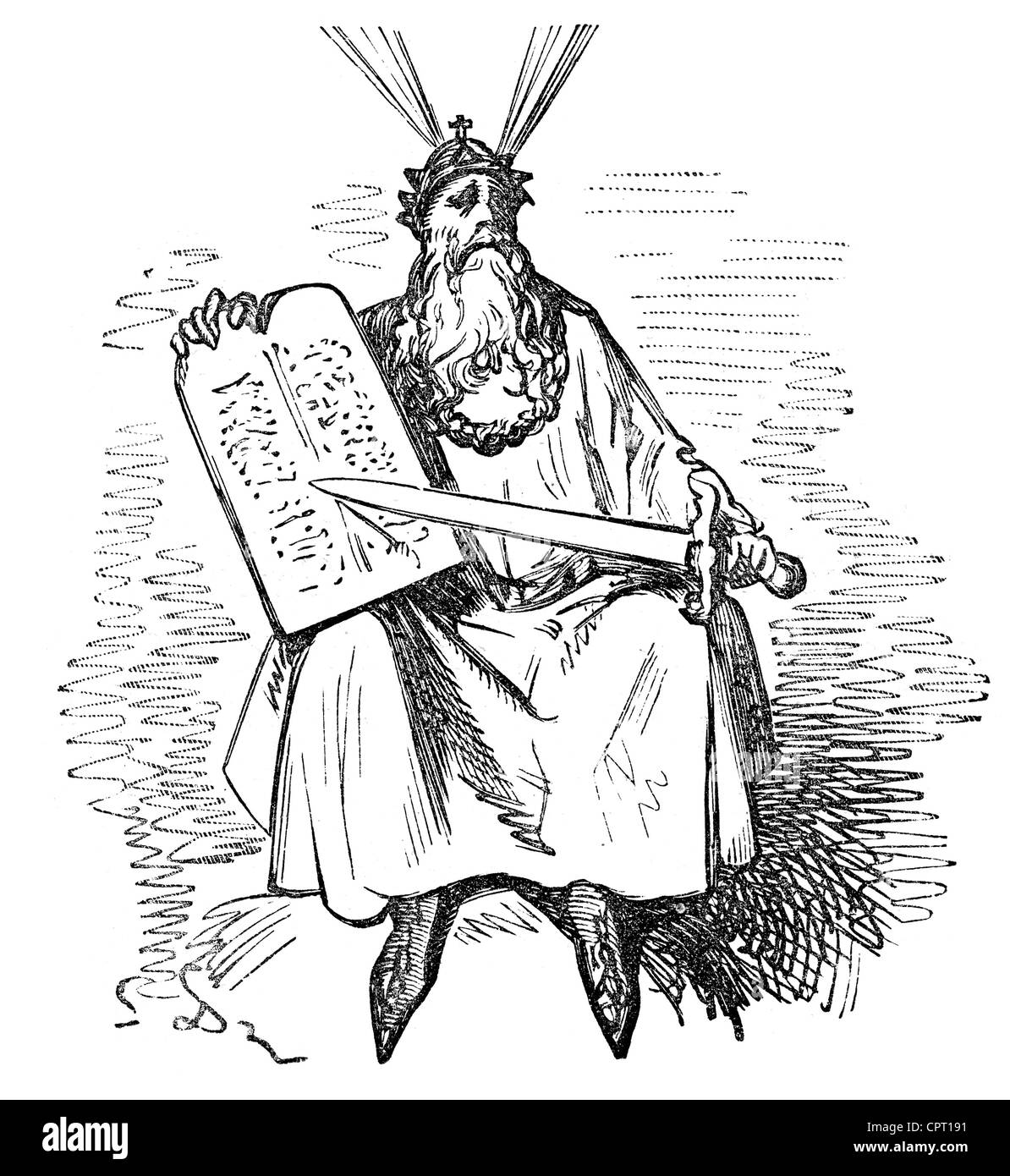 La giustizia di Carlo Magno - Illustrazione dalla leggenda Croquemitaine da Gustave Doré Foto Stock