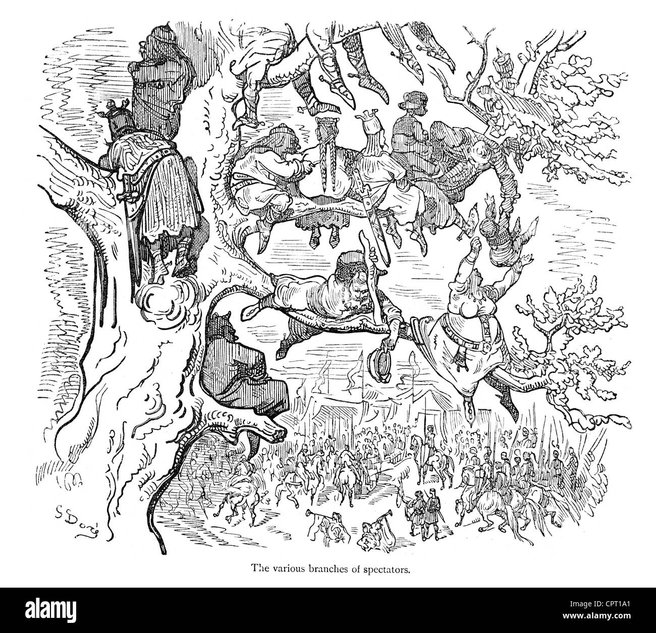 Rami di spettatori - Illustrazione dalla leggenda Croquemitaine da Gustave Doré Foto Stock