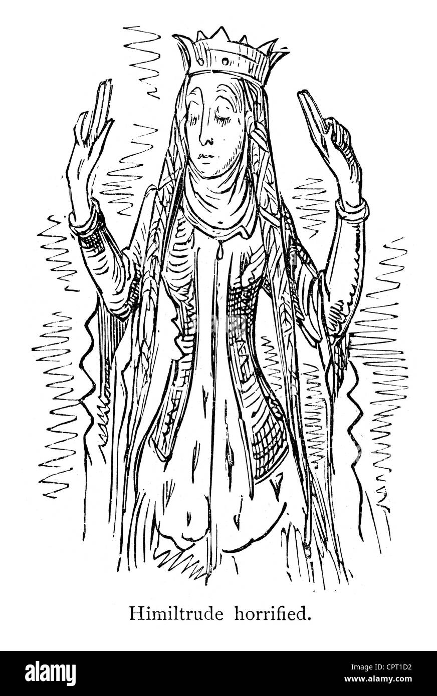 Himiltrude inorridito. Illustrazione da la leggenda di Croquemitaine da Gustave Doré Foto Stock