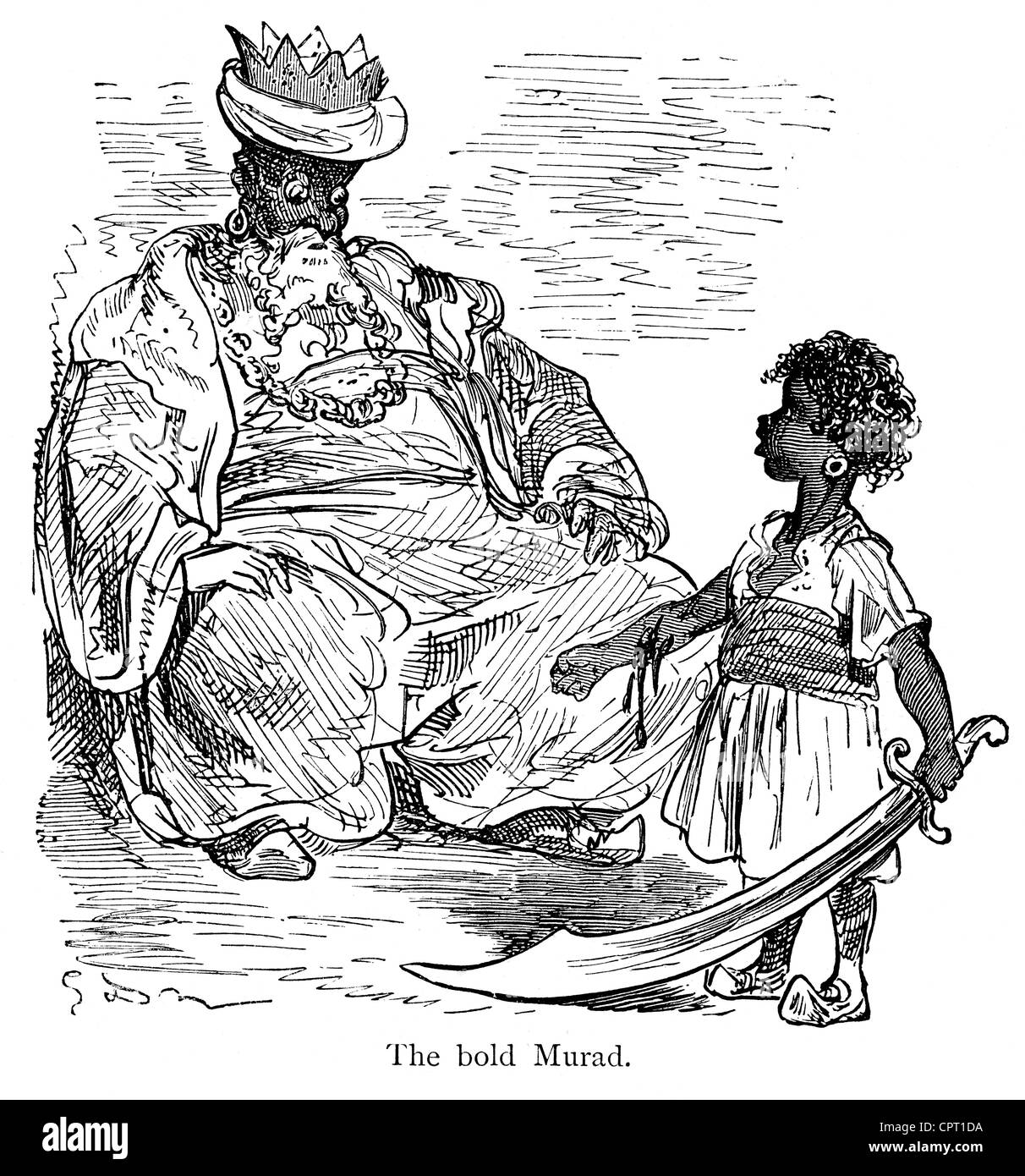 Il grassetto Murad. Illustrazione da la leggenda di Croquemitaine da Gustave Doré Foto Stock