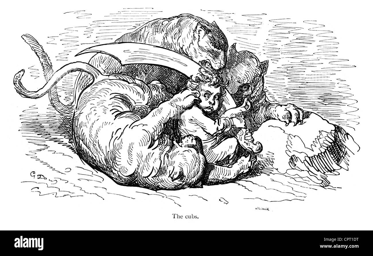 I Cubs. Illustrazione da la leggenda di Croquemitaine da Gustave Doré Foto Stock