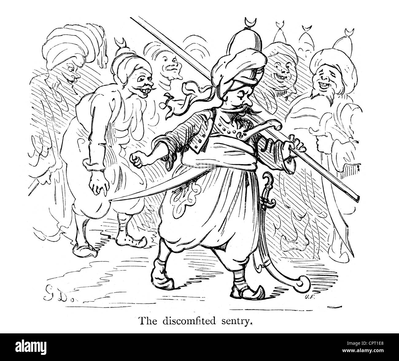 Il sbaragliò Sentry. Illustrazione da la leggenda di Croquemitaine da Gustave Doré Foto Stock