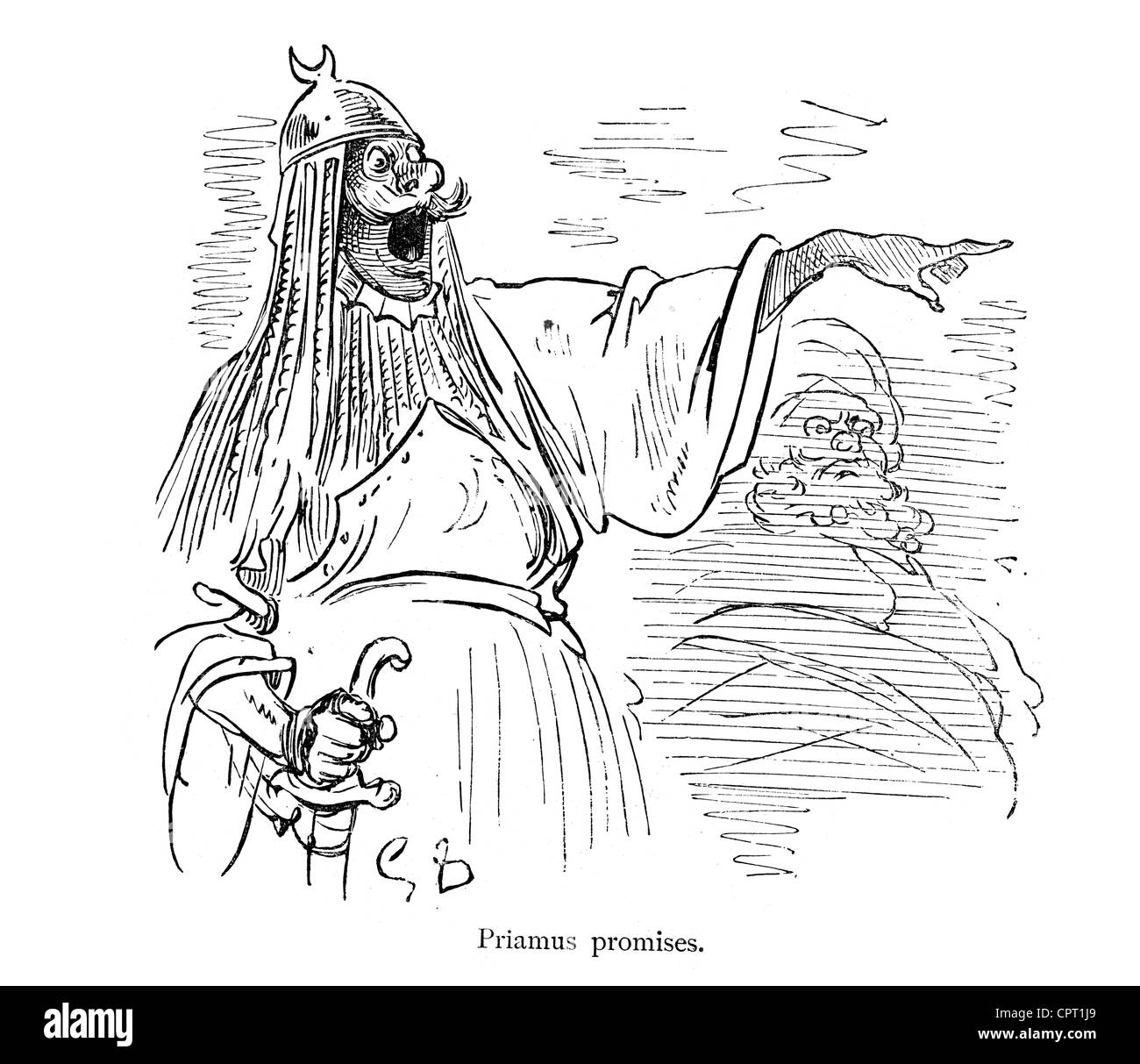 Priamus promesse. Illustrazione da la leggenda di Croquemitaine da Gustave Doré Foto Stock