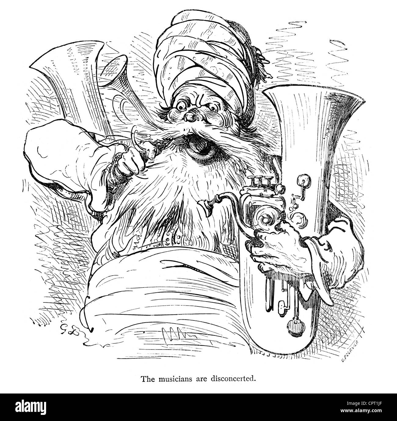 I musicisti sono sconcertato. Illustrazione da la leggenda di Croquemitaine da Gustave Doré Foto Stock